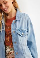 Bayan Mavi Boyfriend Denim Ceket
