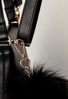 Bayan Siyah Ponpon Detaylı Kol Çantası