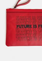 Bayan Kırmızı Slogan Baskılı Portföy Çanta