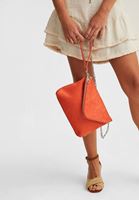 Bayan Kırmızı Fermuar Detaylı Süet El Çantası