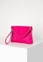 Bayan Pembe Fermuar Detaylı Süet El Çantası