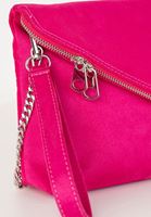 Bayan Pembe Fermuar Detaylı Süet El Çantası