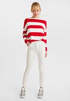 Bayan Krem Yanları Şeritli Boru Paça Pantolon