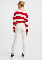 Bayan Krem Yanları Şeritli Boru Paça Pantolon