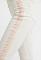 Bayan Krem Yanları Şeritli Boru Paça Pantolon