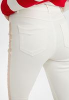 Bayan Krem Yanları Şeritli Boru Paça Pantolon