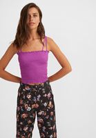 Bayan Lila İnce Askılı Gipeli Bluz