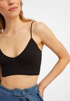 Bayan Siyah Dikişsiz Crop Büstiyer