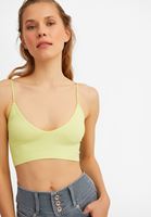 Bayan Sarı Dikişsiz Crop Büstiyer