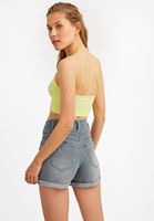 Bayan Sarı Dikişsiz Crop Büstiyer