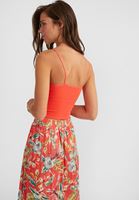 Bayan Kırmızı Dikişsiz İnce Askılı Crop Top