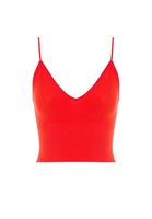 Bayan Kırmızı Dikişsiz İnce Askılı Crop Top
