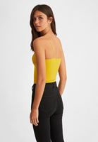 Bayan Sarı Dikişsiz İnce Askılı Crop Top
