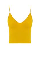 Bayan Sarı Dikişsiz İnce Askılı Crop Top
