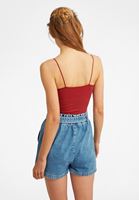 Bayan Bordo Dikişsiz İnce Askılı Crop Top