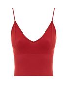 Bayan Bordo Dikişsiz İnce Askılı Crop Top