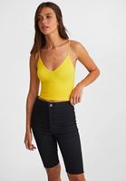Bayan Sarı Dikişsiz İnce Askılı Crop Top