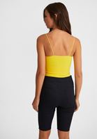 Bayan Sarı Dikişsiz İnce Askılı Crop Top