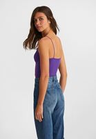 Bayan Mor Dikişsiz İnce Askılı Crop Top