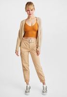 Bayan Kahverengi Dikişsiz İnce Askılı Crop Top