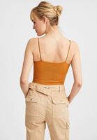 Bayan Kahverengi Dikişsiz İnce Askılı Crop Top