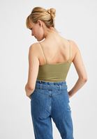 Bayan Yeşil Dikişsiz İnce Askılı Crop Top