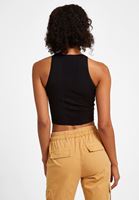 Bayan Siyah Halter Yaka Dikişsiz Crop Top 