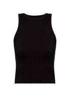 Bayan Siyah Halter Yaka Dikişsiz Crop Top 