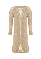 Bayan Krem Uzun Örgü Hırka