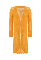 Bayan Sarı Uzun Örgü Hırka