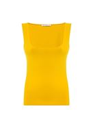 Women Yellow Square Neck Tank Top