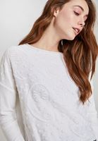 Bayan Krem Dokulu Uzun Kollu Bluz