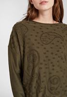 Bayan Yeşil Dokulu Uzun Kollu Bluz