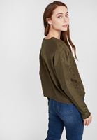 Bayan Yeşil Dokulu Uzun Kollu Bluz