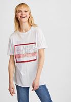 Bayan Beyaz Baskılı Tişört