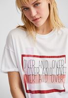 Bayan Beyaz Baskılı Tişört