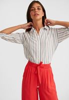 Bayan Renkli Çizgili Çizgi Desenli Pamuklu Bol Gömlek