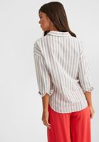 Bayan Renkli Çizgili Çizgi Desenli Pamuklu Bol Gömlek