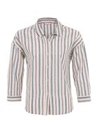 Bayan Renkli Çizgili Çizgi Desenli Pamuklu Bol Gömlek