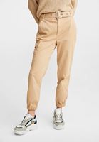 Bayan Krem Kemerli Kargo Pantolon