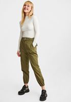 Bayan Yeşil Kemerli Kargo Pantolon