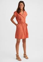 Bayan Turuncu Gömlek Yaka Pamuklu Mini Elbise