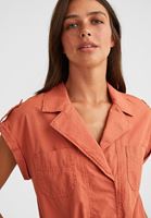 Bayan Turuncu Gömlek Yaka Pamuklu Mini Elbise