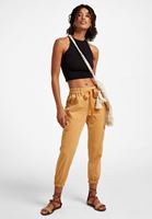 Bayan Krem Beli Lastikli Kargo Pantolon