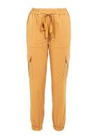 Bayan Krem Beli Lastikli Kargo Pantolon