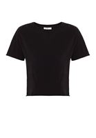 Bayan Siyah Kısa Kollu Crop Tişört