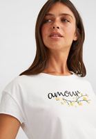 Bayan Beyaz Kısa Kollu Baskılı Tişört