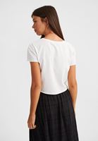 Bayan Beyaz Kısa Kollu Baskılı Tişört