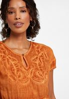 Bayan Turuncu Nakış Detaylı Kısa Elbise