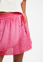 Bayan Pembe Bağcık Detaylı Mini Etek